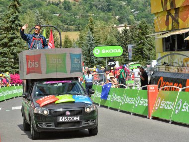 Briancon, Fransa - 19 Temmuz, tanıtım karavan sahne 18 Briancon, de 2017.The gözlük yönlendirmek Briancon - Izoard, Tour de France 2017. 