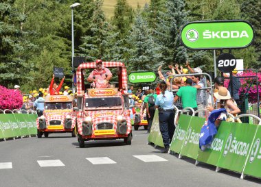 Briancon, Fransa - 19 Temmuz, tanıtım karavan sahne 18 Briancon, de 2017.The gözlük yönlendirmek Briancon - Izoard, Tour de France 2017. 