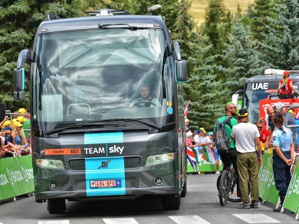 Briancon, Fransa - 19 Temmuz, tanıtım karavan sahne 18 Briancon, de 2017.The gözlük yönlendirmek Briancon - Izoard, Tour de France 2017. 