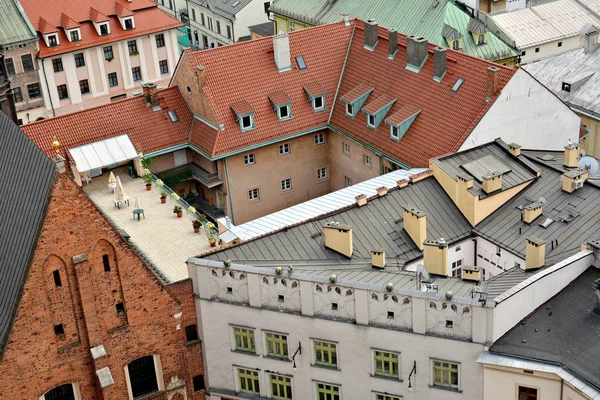 Alte Stadthäuser Blick Von Oben Krakau Polen — Stockfoto