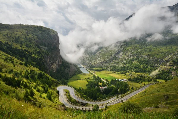 Vista Dal Col Mont Cenis Francia Strada Montagna Sul Versante — Foto Stock