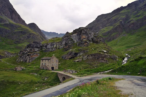Beautiful landscape on the Route des Grandes Alpes with Col de l`Iseran mountain pass who connects Italy to France.