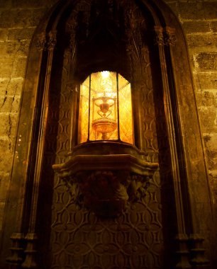 Valencia, İspanya - 9 Kasım 2016. İç ayrıntılı olarak St. Mary Büyükşehir Cathedralbasilica varsayım of Our Lady, Valencia, İspanya.
