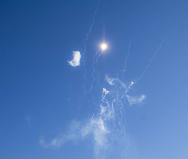 Smoke in the sky during Mascleta display, Valencia, Spain clipart