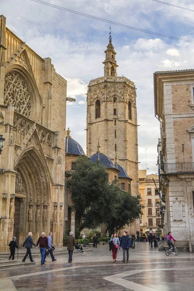 Square Saint Mary Plaza Virgen Light Sunset Beautiful Tourists Attraction — Stock Photo, Image