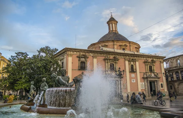 Turia Fountain Plaza Virgen Valencia Spain — 스톡 사진