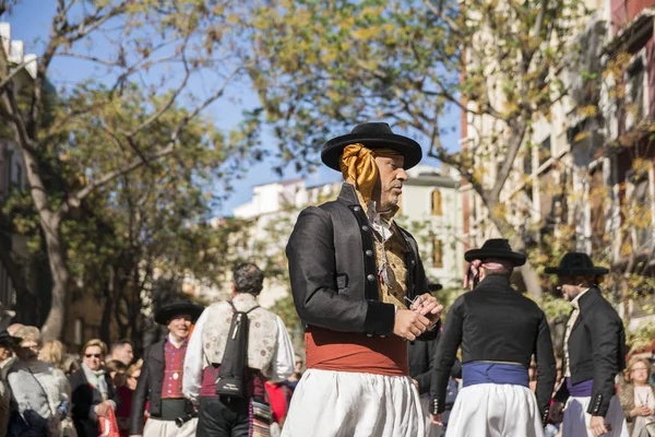 Valencia España Noviembre 2016 Grupo Bailarines Realizan Una Danza Tradicional — Foto de Stock