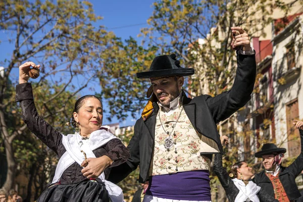 Valencia Spanien November 2016 Eine Tänzergruppe Führt Einen Traditionellen Tanz — Stockfoto