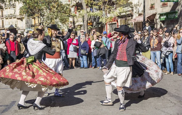 Valencia Spanien November 2016 Eine Tänzergruppe Führt Einen Traditionellen Tanz — Stockfoto