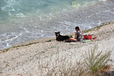 Vama Veche, Constanta, Romanya-Ağustos 2018.Vama Veche beach, Karadeniz kıyısında, Bulgaristan, tüm dünyadan gelen turistler için popüler hedef ile sınırı yakınlarında bir olmayan mainstream Turizm