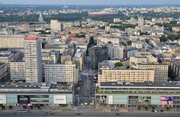 Varšava Polsko Června 2018 Pohled Výše Městské Panorama Mrakodrapy Hotely — Stock fotografie