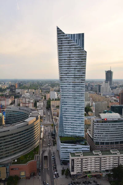 Warszawa Polska Czerwca 2018 Widok Góry Miejskiej Panoramy Wieżowców Hotele — Zdjęcie stockowe