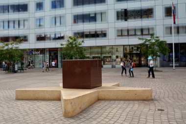 Zagreb, Hırvatistan-15 Temmuz 2017. Zagreb 'de Augusta Cesarca Caddesi üzerinde Cityscape, Hırvatistan.