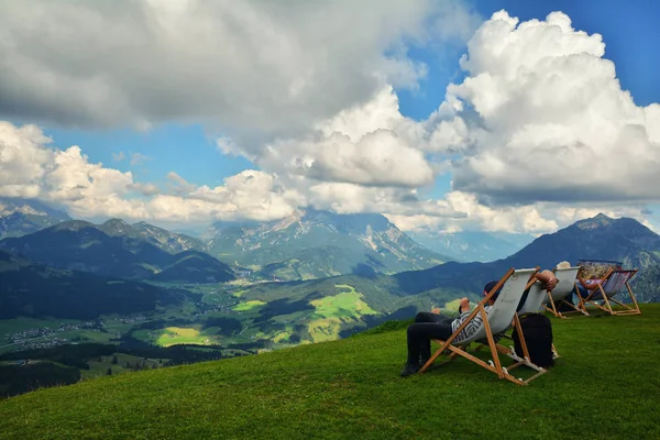 Larchfilzkogel Hinterglemm Ausztria Augusztus 2016 Ban Gyönyörű Kilátás Henne Hegyi — Stock Fotó