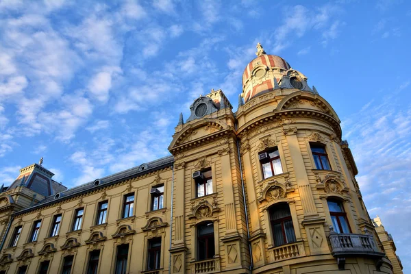 Close up building architecture in Zagreb, capital of Croatia