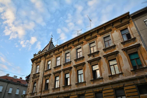 Close up building architecture in Zagreb, capital of Croatia