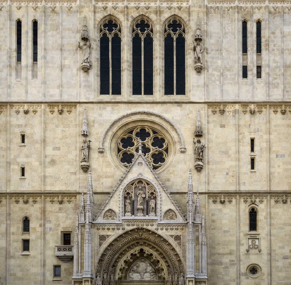 Gable triangle above the main entrance on the Cathedral of Assumption of the Blessed Virgin Mary in Zagreb, Croatia