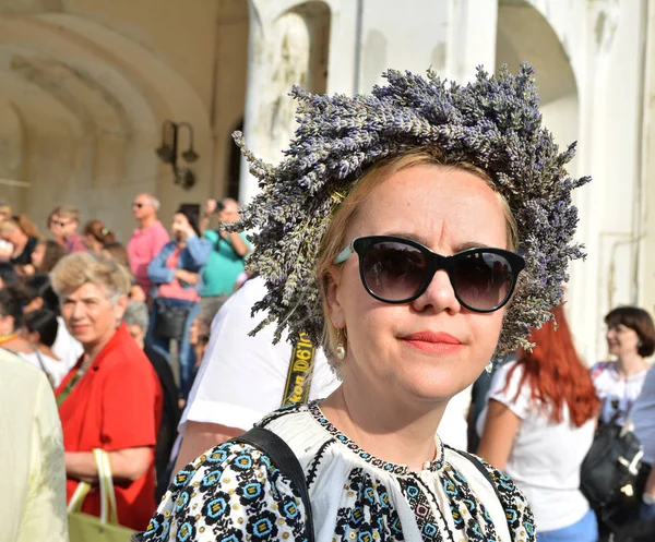 Constanta Roménia Junho 2018 Mulher Traje Tradicional Ziua Iei Dia — Fotografia de Stock