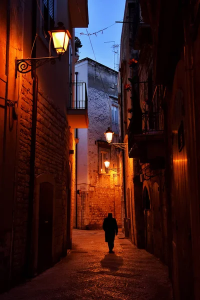 Noční Pohled Úžasné Staré Město Historické Centrum Bari Itálie — Stock fotografie