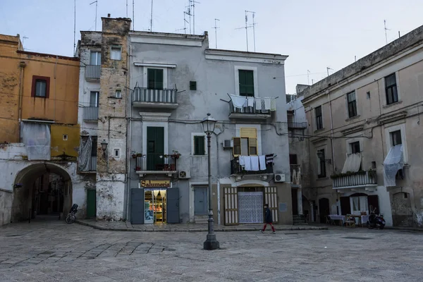 Bari Italia Febrero 2019 Paisaje Nocturno Casco Antiguo Centro Histórico — Foto de Stock