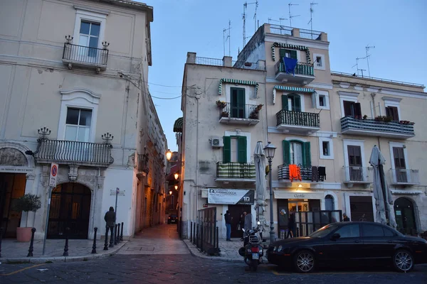 Bari Itália Fevereiro 2019 Cidade Noturna Cidade Velha Centro Histórico — Fotografia de Stock