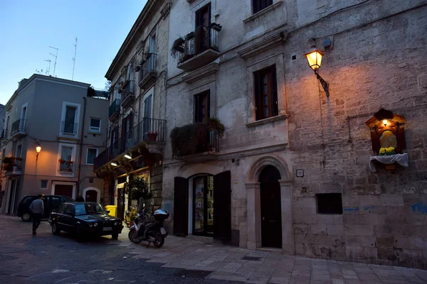 Bari Italien Februari 2019 Natt Stadsbilden Gamla Stan Historiska Centrum — Stockfoto