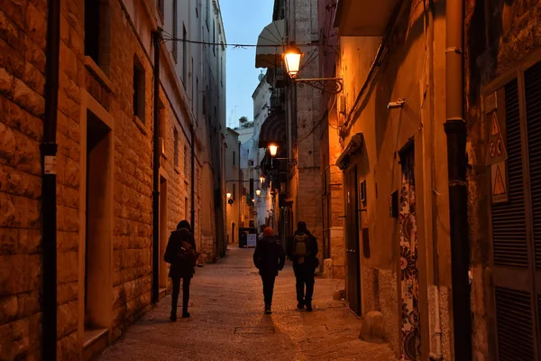 Bari Itálie Února 2019 Noční Pohled Úžasné Staré Město Historické — Stock fotografie