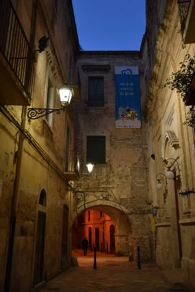 Bari Italien Februari 2019 Natt Fantastisk Old Town Historiska Centrum — Stockfoto