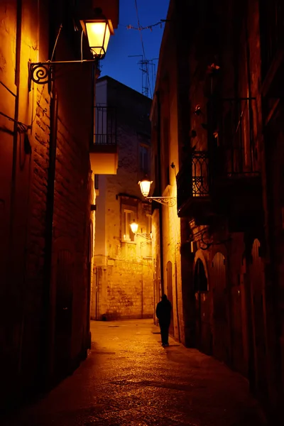 Noční Pohled Úžasné Staré Město Historické Centrum Bari Itálie — Stock fotografie