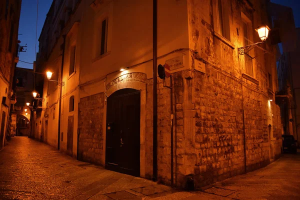 Vista Notturna Nella Splendida Città Vecchia Centro Storico Bari — Foto Stock