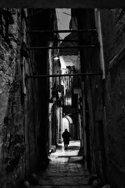 Vue Nuit Dans Vieille Ville Étonnante Centre Historique Bari Italie — Photo