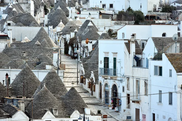 Alberobello Itália Fevereiro 2019 Casas Únicas Trulli Alberobello Região Puglia — Fotografia de Stock