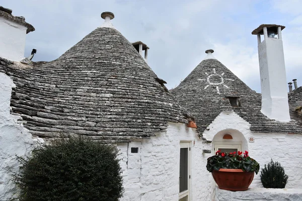 Casas Trulli Únicas Alberobello Região Puglia Itália — Fotografia de Stock