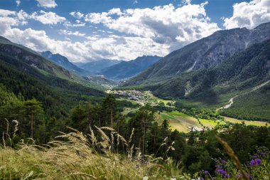Amazing summer landscape with Valley of Val-des-Pres, Briancon , Park National of  Ecrins mountains,  Hautes Alpes Provence , France clipart
