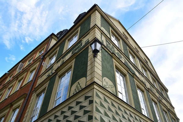 Eski Şehir Pazar Meydanı Nda Geleneksel Renkli Bina Mimarisi Rynek — Stok fotoğraf