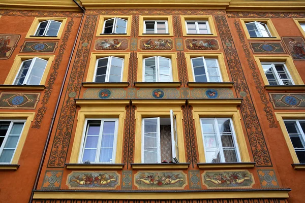 Traditional Colorful Building Architecture Old Town Market Square Rynek Starego — Stock Photo, Image