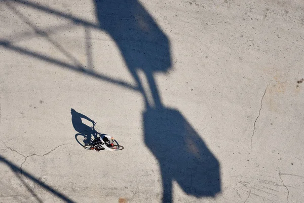 Birds eye view street photography with light and shadow taken from panorama wheel , on the shore of Adriatic sea, lungomare and Murat district in Bari, Puglia region , Italy