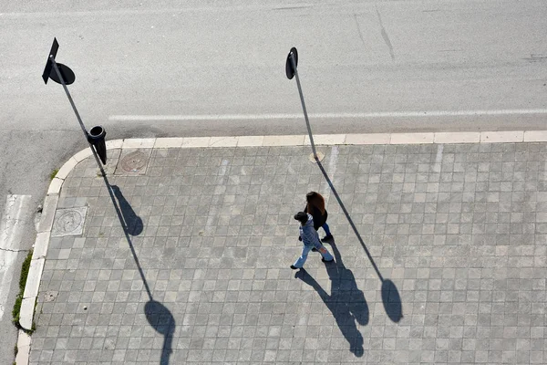 Straßenfotografie Aus Der Vogelperspektive Mit Licht Und Schatten Aus Dem — Stockfoto