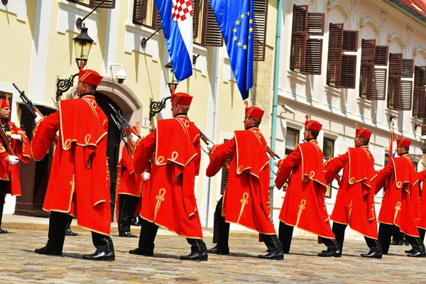 Zagreb Kroatië Juli 2017 Wisseling Van Guards Ceremonie Weekend Attractie — Stockfoto