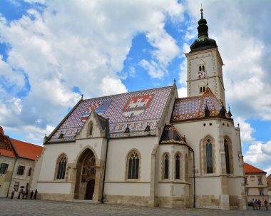  Zagreb, Hırvatistan 'daki Yukarı Kentteki Aziz Mark Katolik Kilisesi (Gornji Grad)