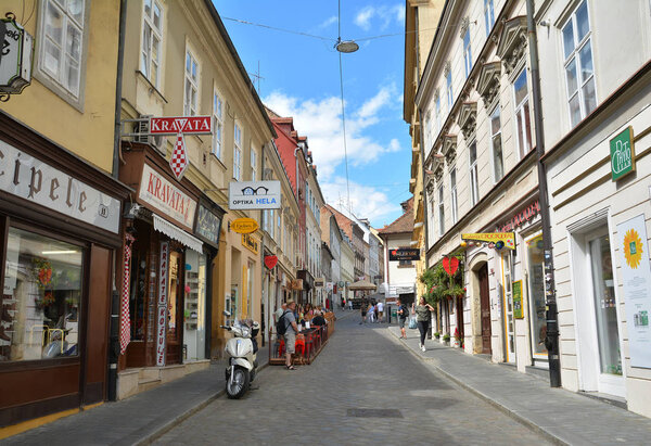  ZAGREB, CROATIA - JULY 15, 2017. Radiceva Street view in Old town of Zagreb, Croatia.