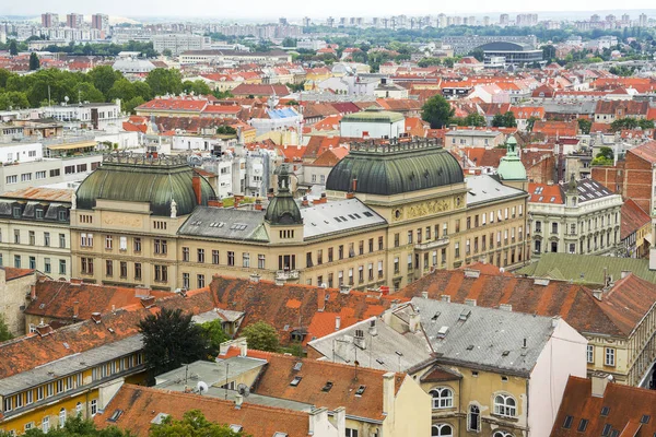 Increíbles Tejados Coloridos Horizonte Del Casco Antiguo Zagreb Croacia — Foto de Stock