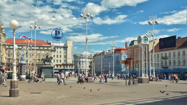 Zagreb Croacia Julio 2017 Plaza Ban Jelacic Trg Bana Jelacica — Foto de Stock