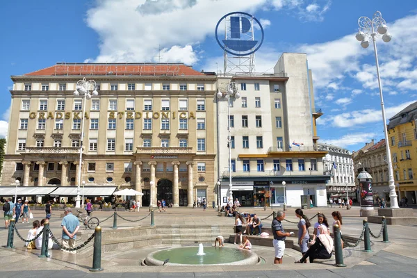 Zagreb Croacia Julio 2017 Plaza Ban Jelacic Trg Bana Jelacica — Foto de Stock
