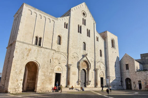 Facade Pontifical Basilica San Nicola Basilica Saint Nicholas Church Bari — Stock Photo, Image