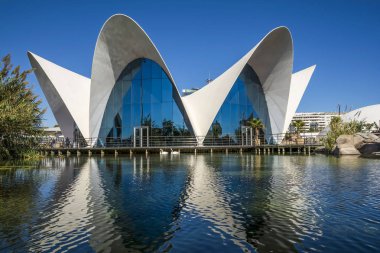 VALENCIA , SPAIN - NOVEMBER 7, 2016. Oceanographic building, a Spanish oceanarium inaugurated in 2002, in  Valencia, Spain. clipart