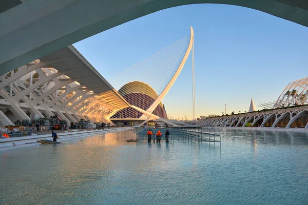 Valencia Spanyolország November 2016 Gyönyörű Kilátás Naplementében Város Művészeti Tudományos — Stock Fotó