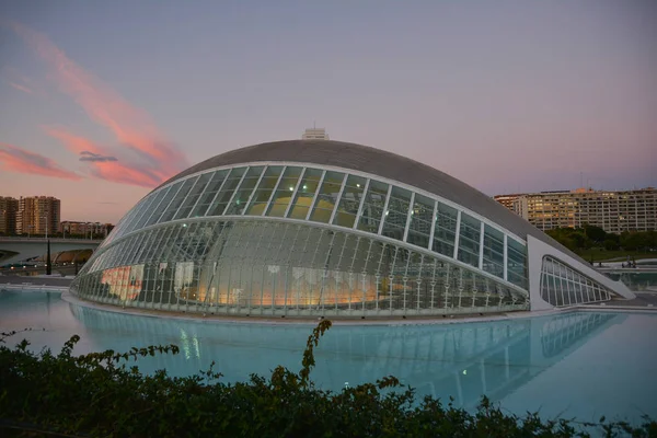 Valencia Espanha Novembro 2016 Bela Vista Pôr Sol Museu Cidade — Fotografia de Stock