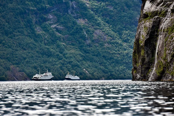 Bellissimo Paesaggio Crociera Traghetto Geirangerfjord Splendido Capolavoro Naturale Incluso Nel — Foto Stock