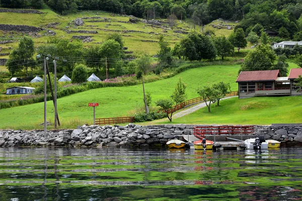 Geirangerfjord Norway Июля 2018 Года Geiranger Village Geirangerfjord Stunning Natural — стоковое фото